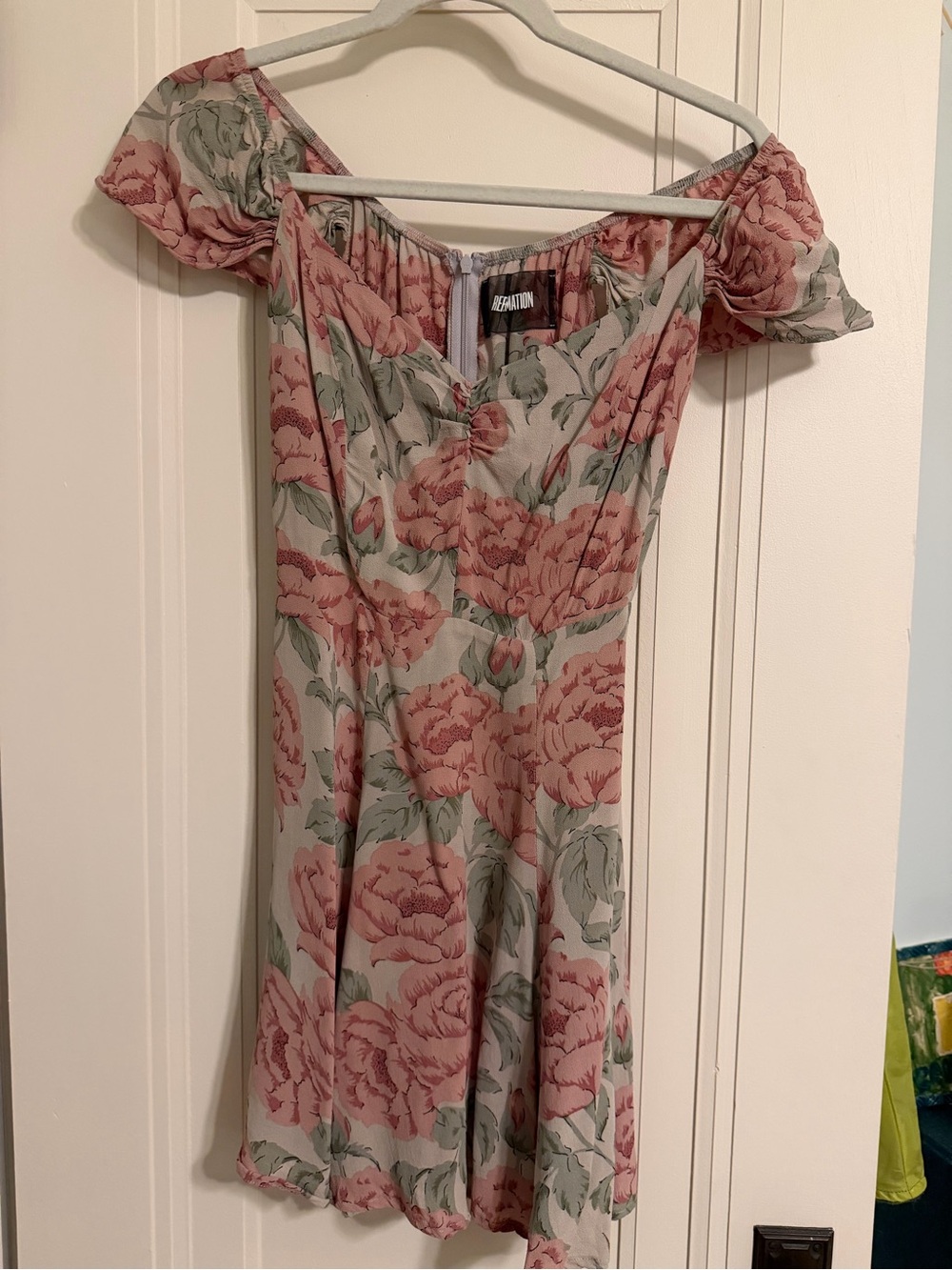 Reformation Blush Floral Mini Dress